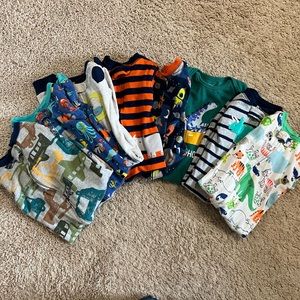 Lot of 9 footless sleep and plays 12 months